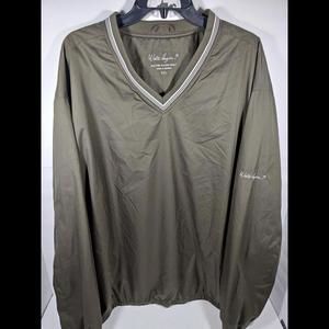 Walter Hagen Golf V-Neck Jacket Mens 2XL Green Long Sleeve Pullover Windbreaker